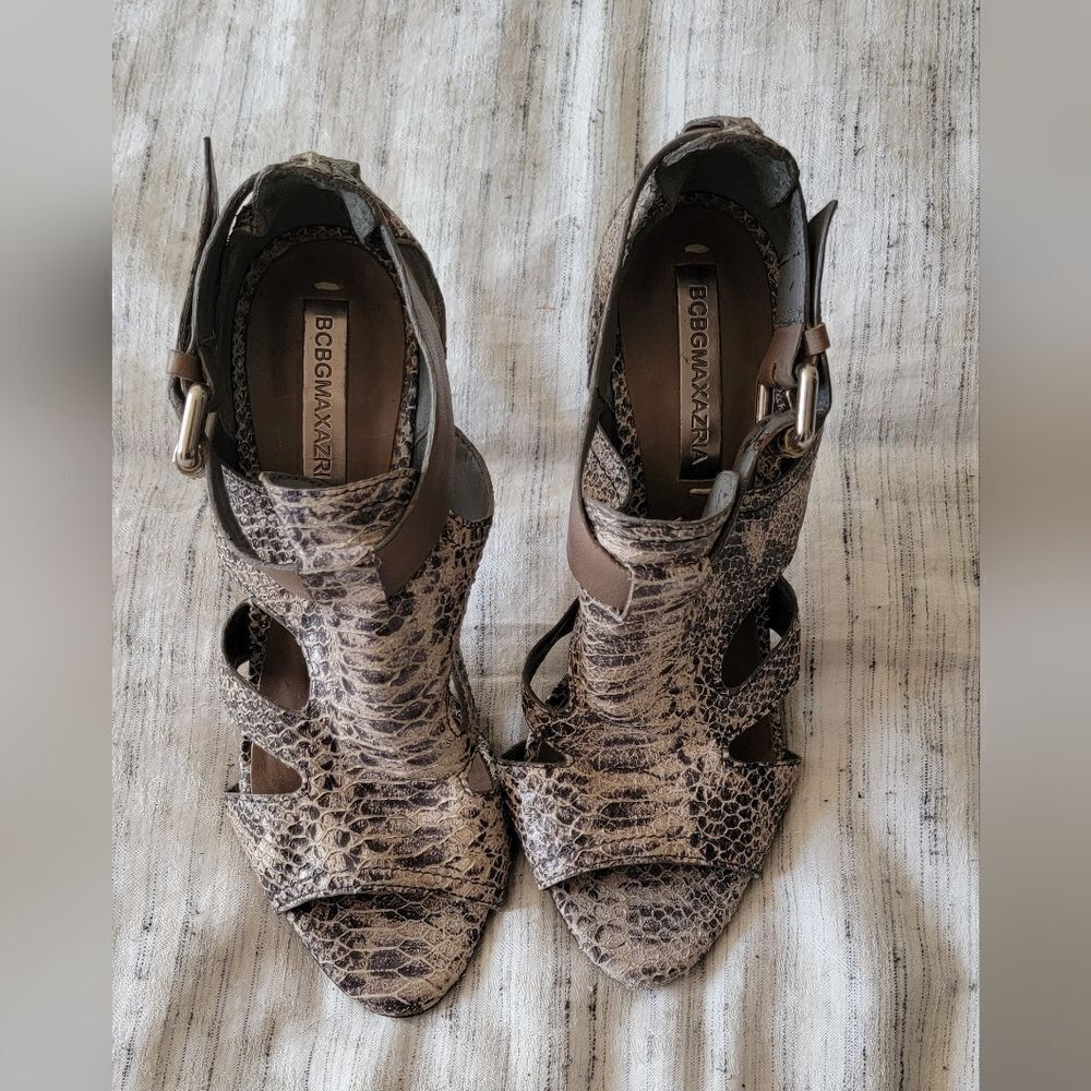 BCBG Max Azria Reptile Print Sandals